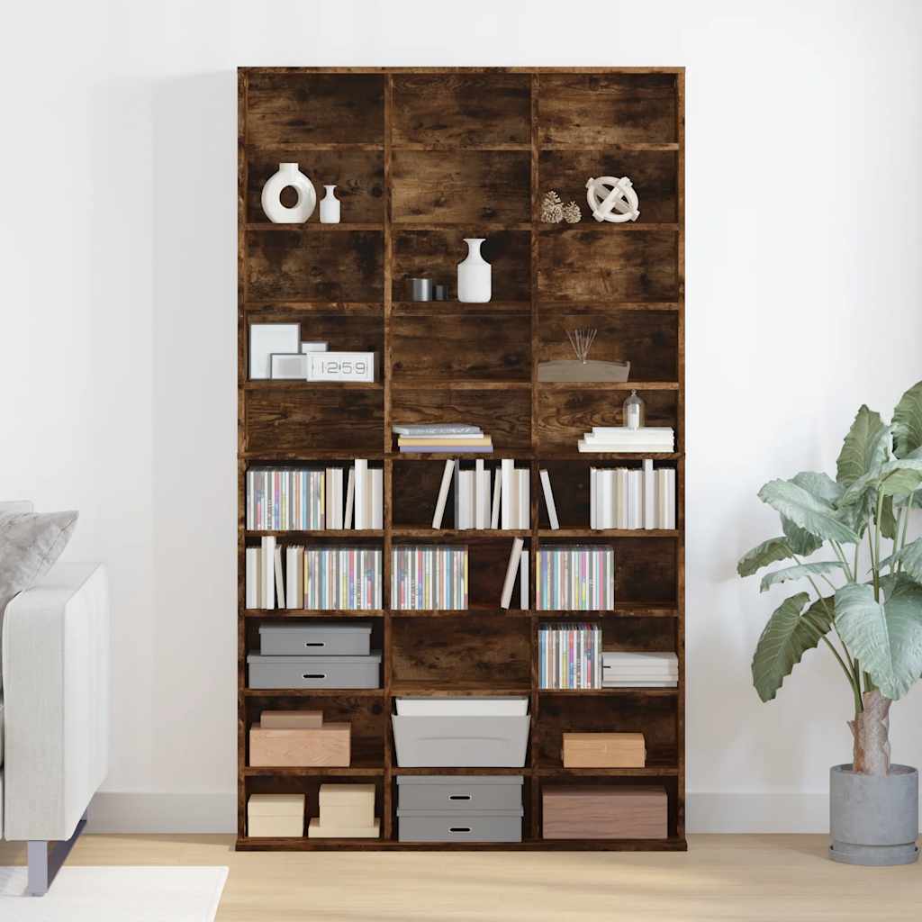 Cd-kast 102x23x177,5 cm bewerkt hout gerookt eikenkleurig