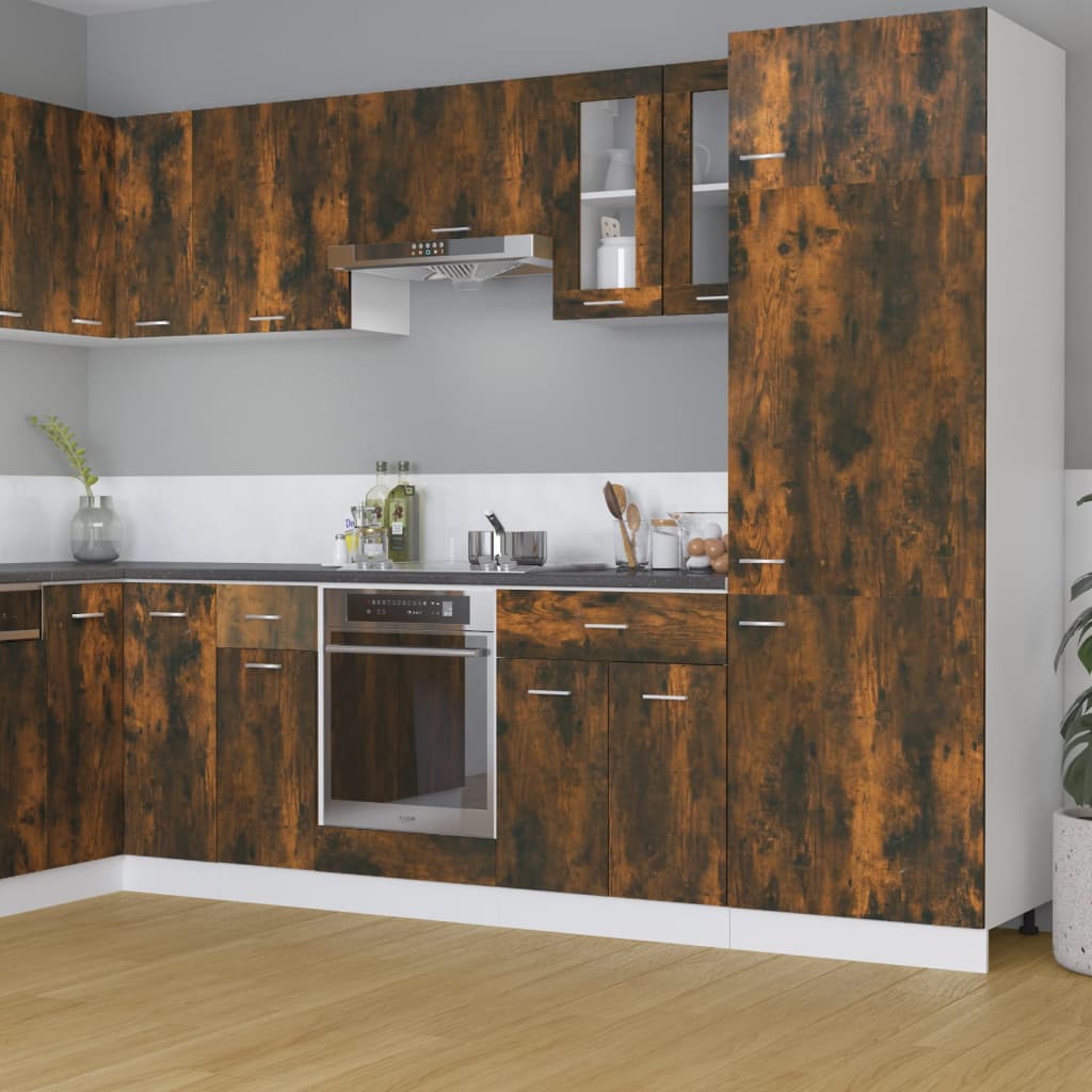Bovenkast Lyon 60x31x60 cm glas en bewerkt hout gerookt eiken