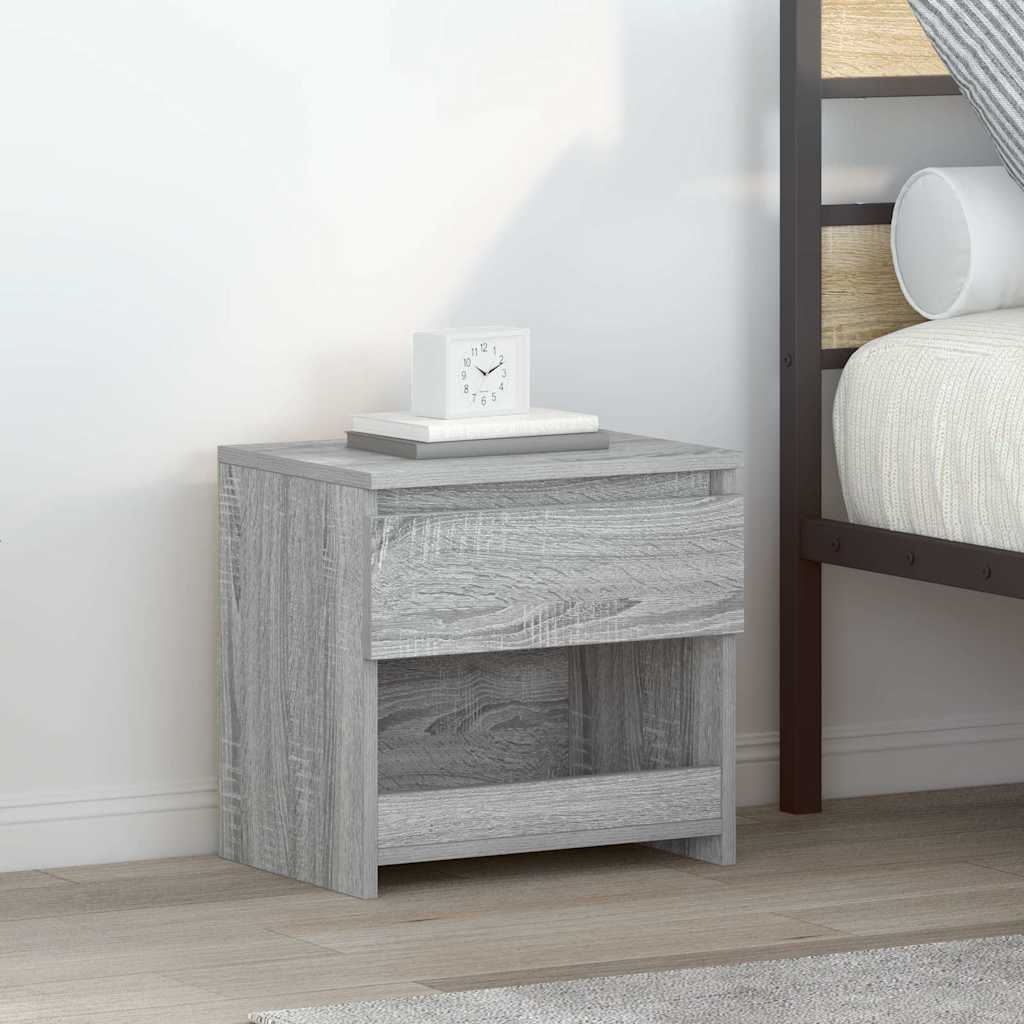 Nachtkastje 40x30x39 cm bewerkt hout grijs sonoma eikenkleurig