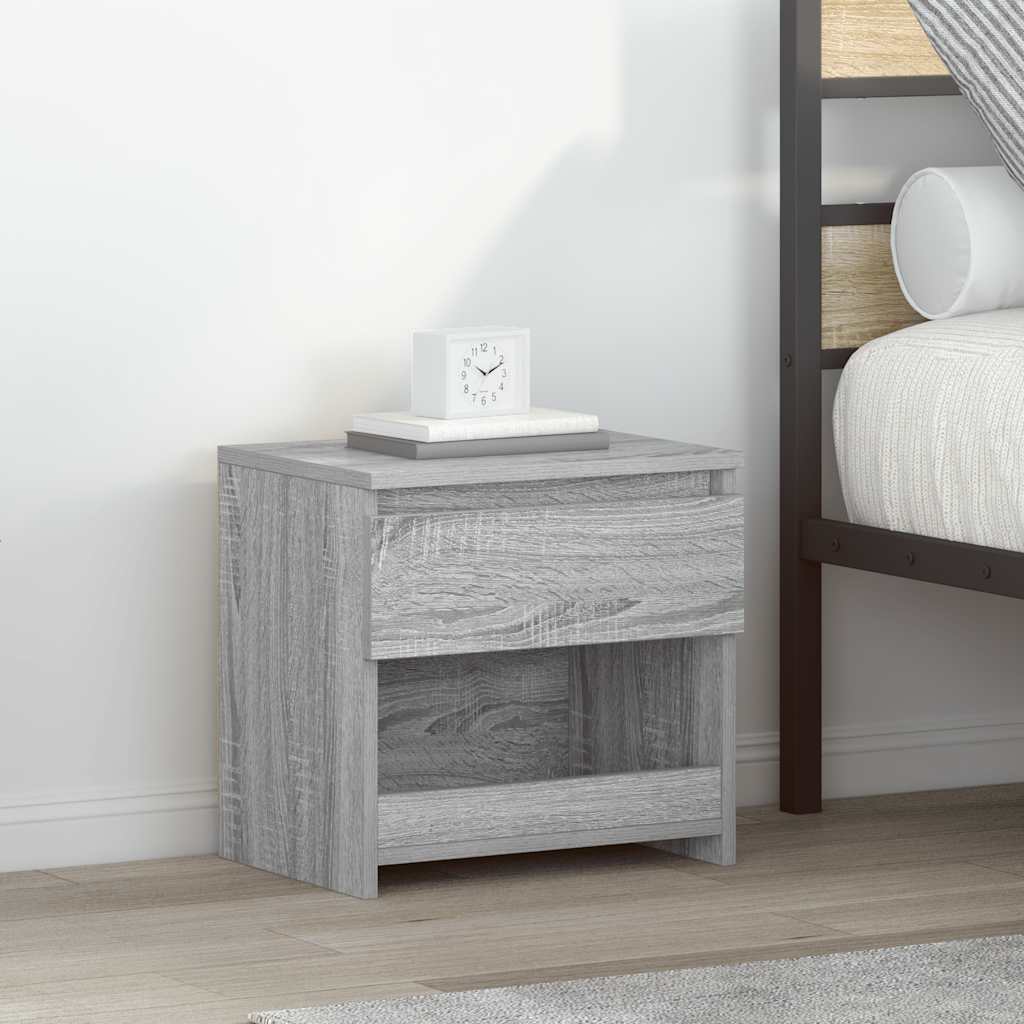 Nachtkastjes 2 st 40x30x39 cm bewerkt hout grijs sonoma eiken
