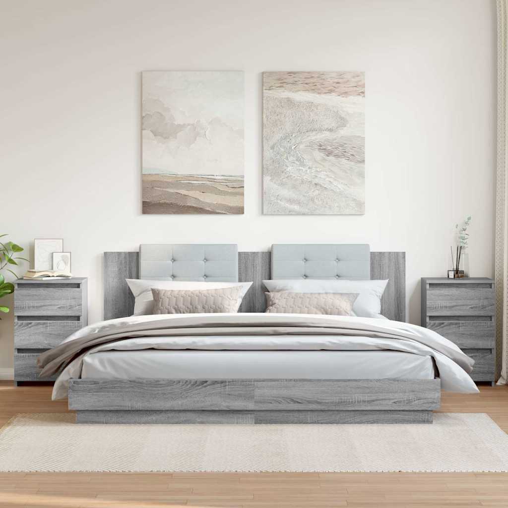 Nachtkastjes 2 st 40x35x62,5 cm bewerkt hout grijs sonoma eiken