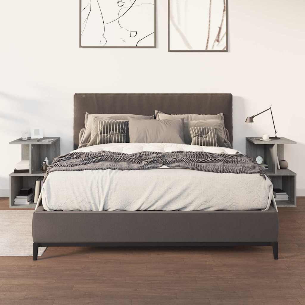 Nachtkastjes 2 st 35x35x55 cm bewerkt hout grijs sonoma eiken – afbeelding 1