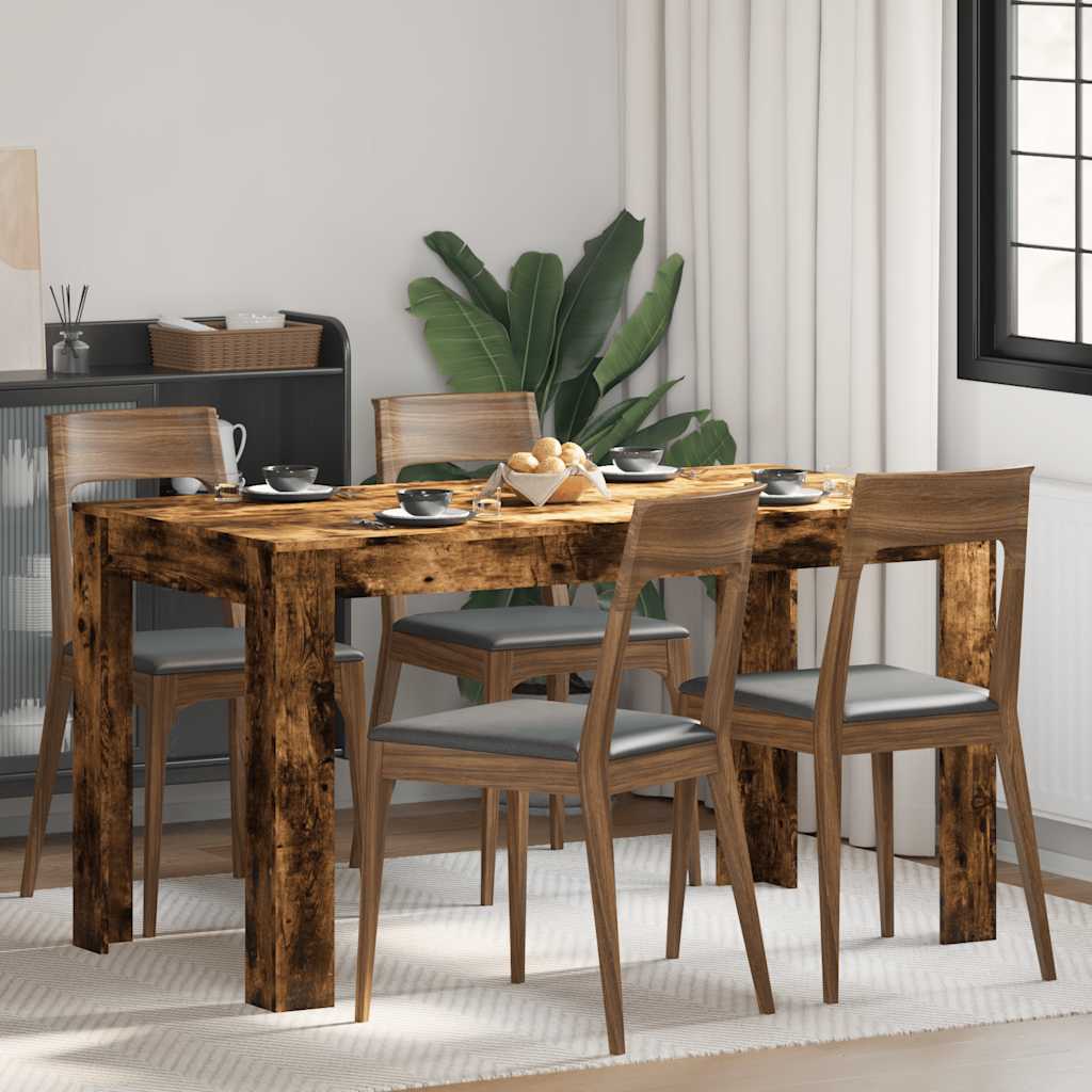 Eettafel 140x74,5x76 cm bewerkt hout gerookt eikenkleurig