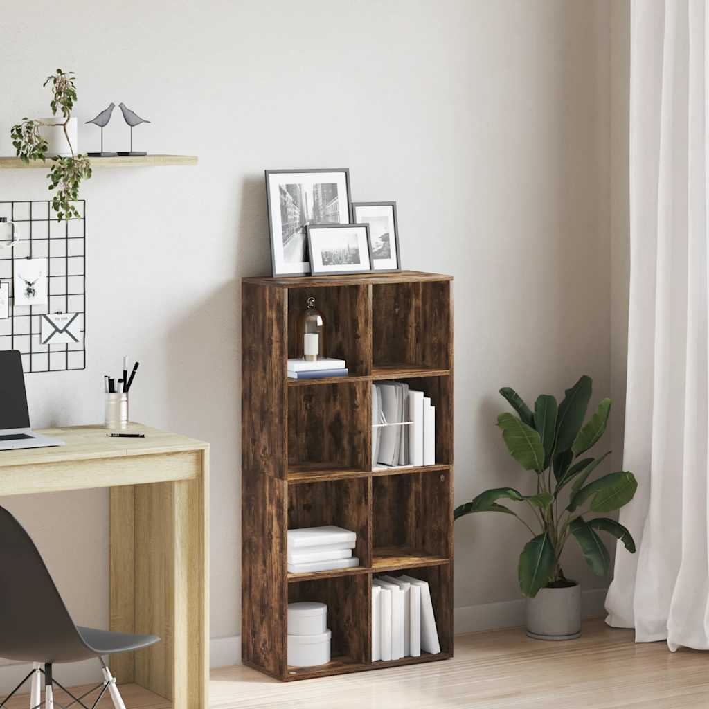 Boekenkast 66x30x130 cm bewerkt hout gerookt eikenkleurig