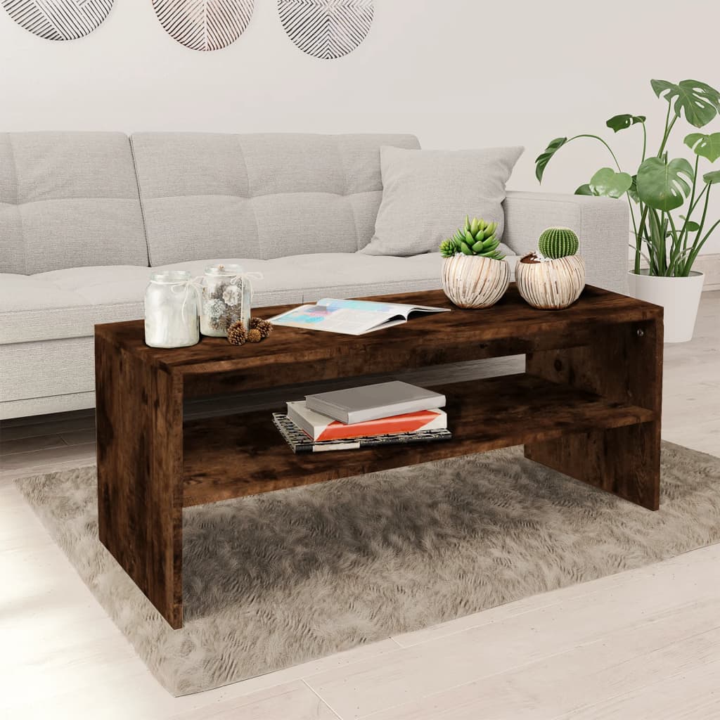 Salontafel 100x40x40 cm bewerkt hout gerookt eikenkleurig