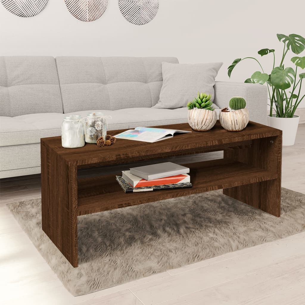 Salontafel 100x40x40 cm bewerkt hout bruin eikenkleur