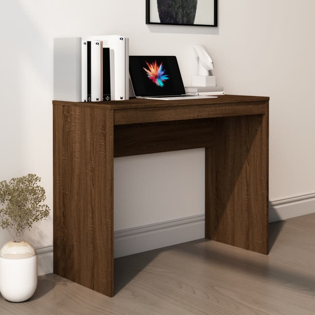Bureau 90x40x72 cm bewerkt hout bruin eikenkleur – afbeelding 1