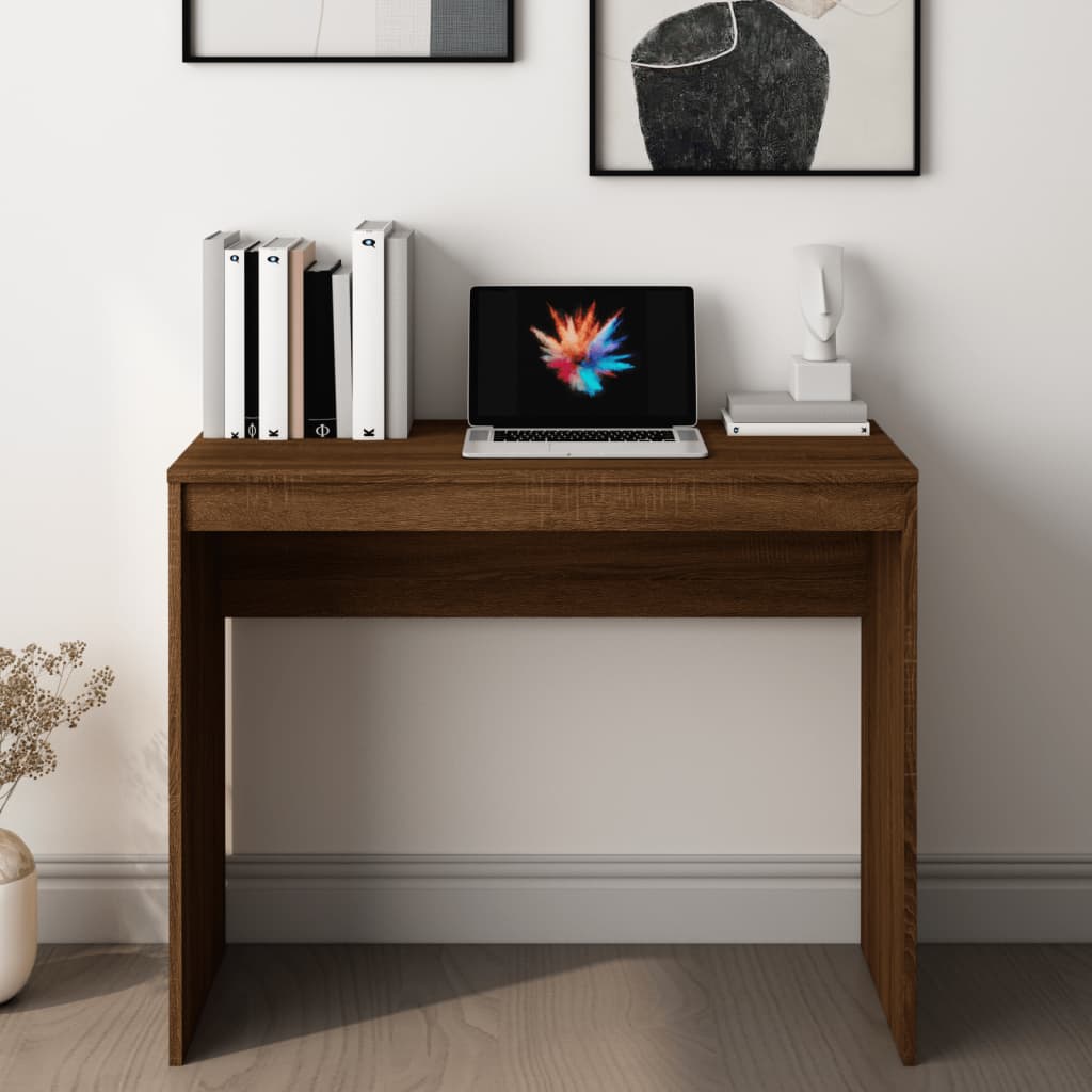 Bureau 90x40x72 cm bewerkt hout bruin eikenkleur – afbeelding 3