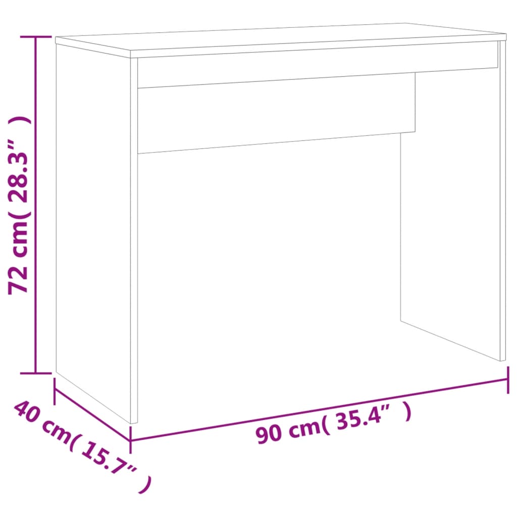 Bureau 90x40x72 cm bewerkt hout bruin eikenkleur – afbeelding 8