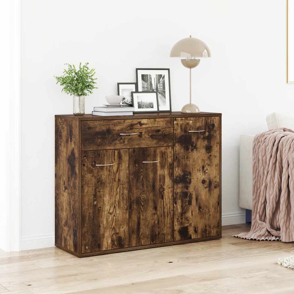 Dressoir 88x30x70 cm bewerkt hout gerookt eikenkleurig