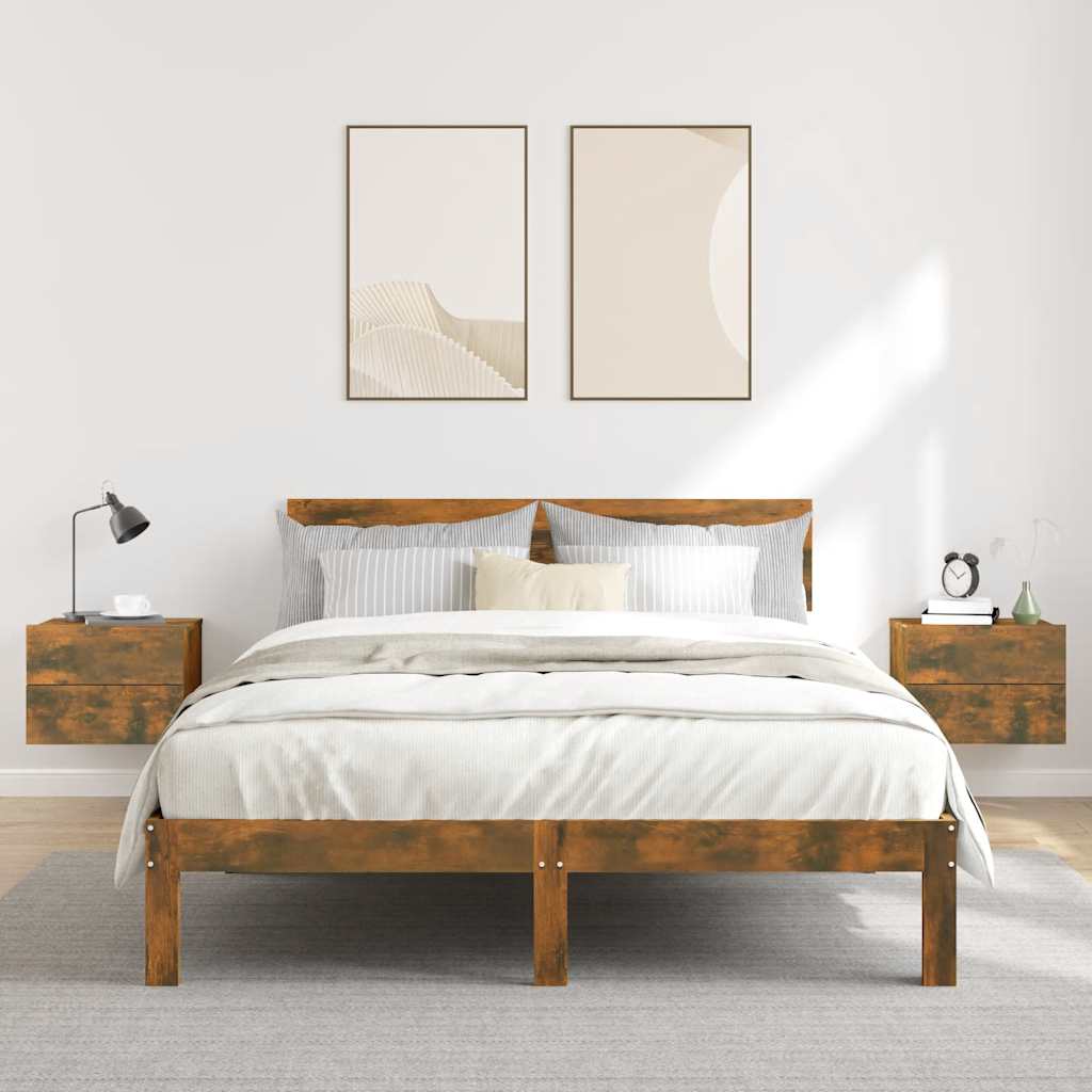 Nachtkastjes 2 st 40x30x30 cm bewerkt hout gerookt eikenkleurig