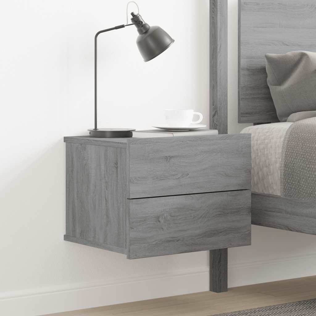 Nachtkastje 40x30x30 cm bewerkt hout grijs sonoma eikenkleurig