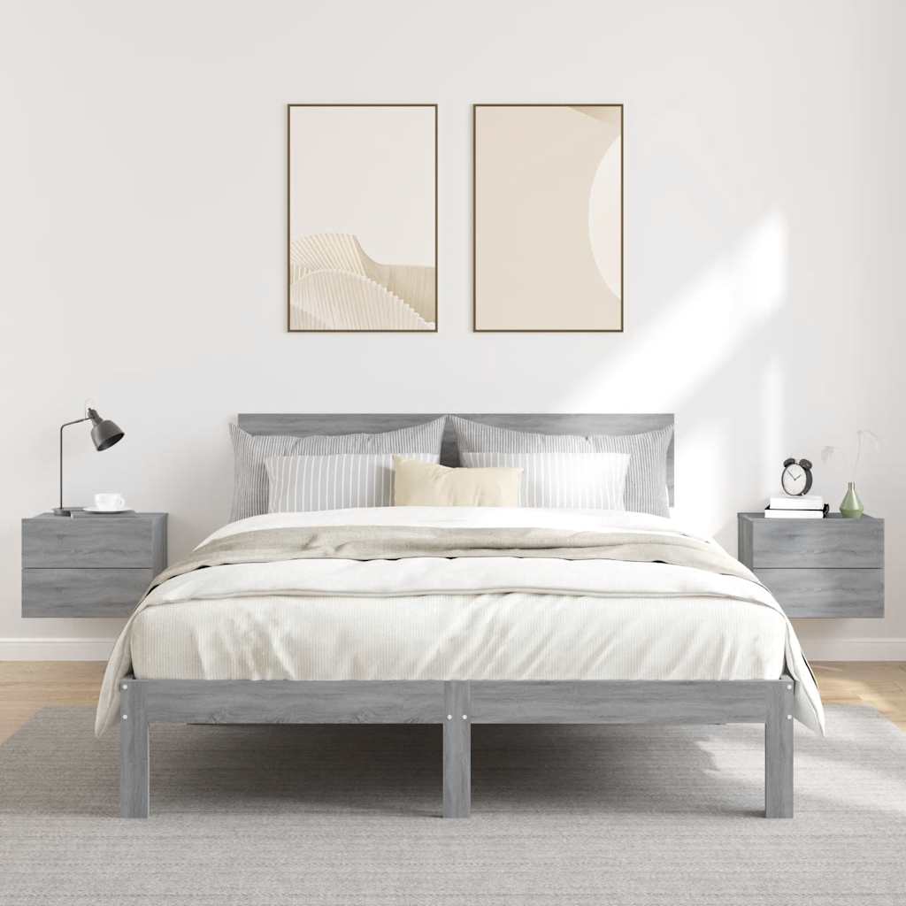 Nachtkastjes 2 st 40x30x30 cm bewerkt hout grijs sonoma eiken