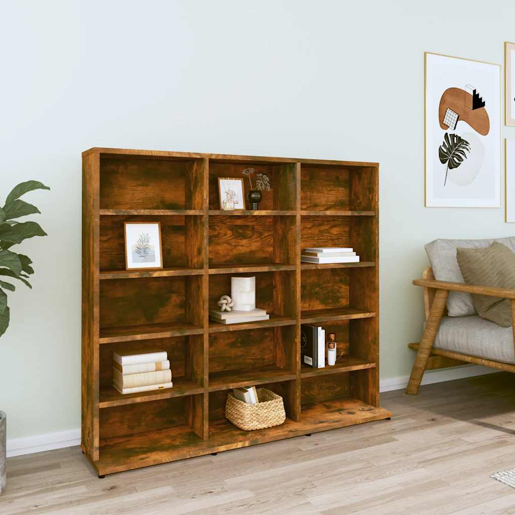 Cd-kast 100x23x89,5 cm bewerkt hout gerookt eikenkleurig