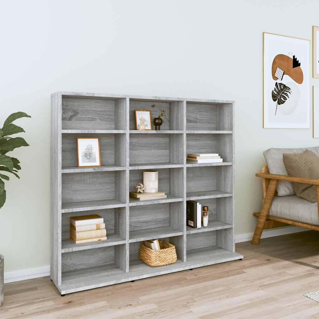 Cd-kast 100x23x89,5 cm bewerkt hout grijs sonoma eikenkleurig