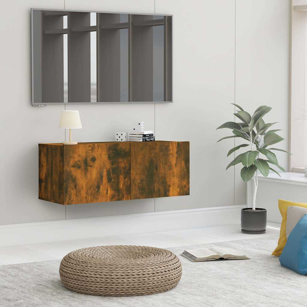 Tv-meubel 80x30x30 cm bewerkt hout gerookt eikenkleurig