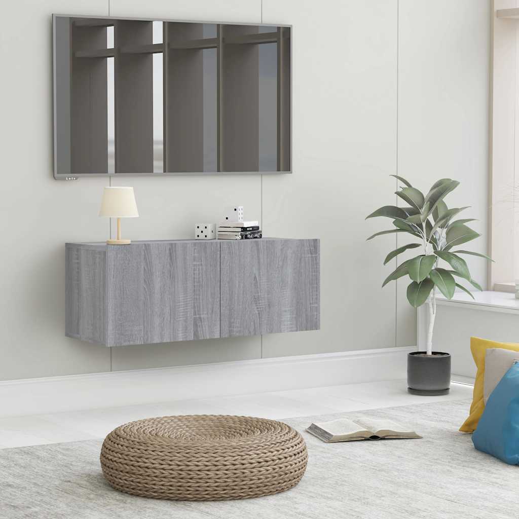 Tv-meubel 80x30x30 cm bewerkt hout grijs sonoma eikenkleurig – afbeelding 1