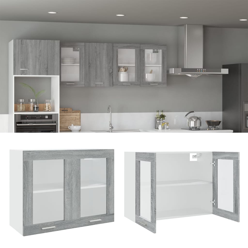 Bovenkast Lyon 80x31x60 cm bewerkt hout grijs sonoma eikenkleurig