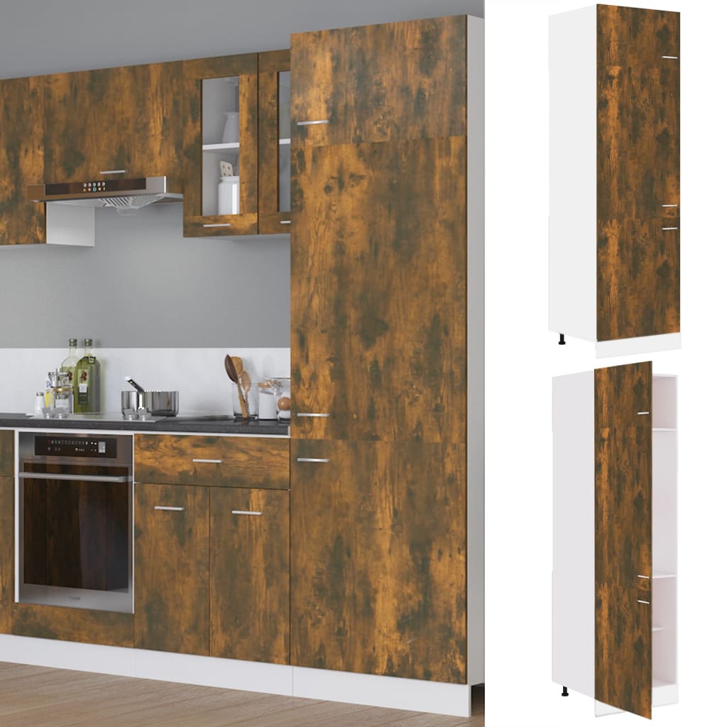 Ombouwkast voor koelkast Lyon 60x57x207 cm bewerkt hout gerookt eikenkleurig