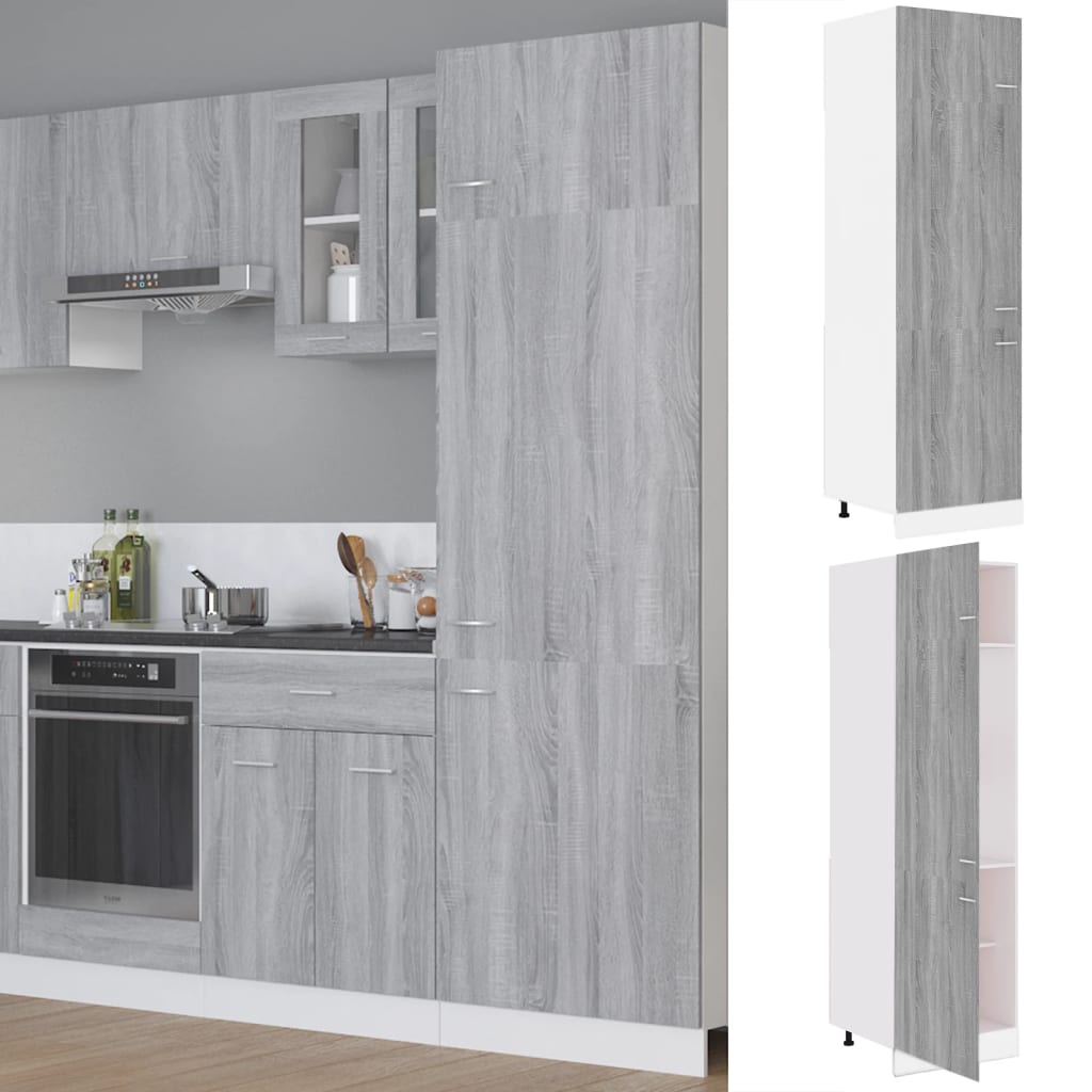 Ombouwkast voor koelkast Lyon 60x57x207 cm bewerkt hout grijs sonoma eikenkleur