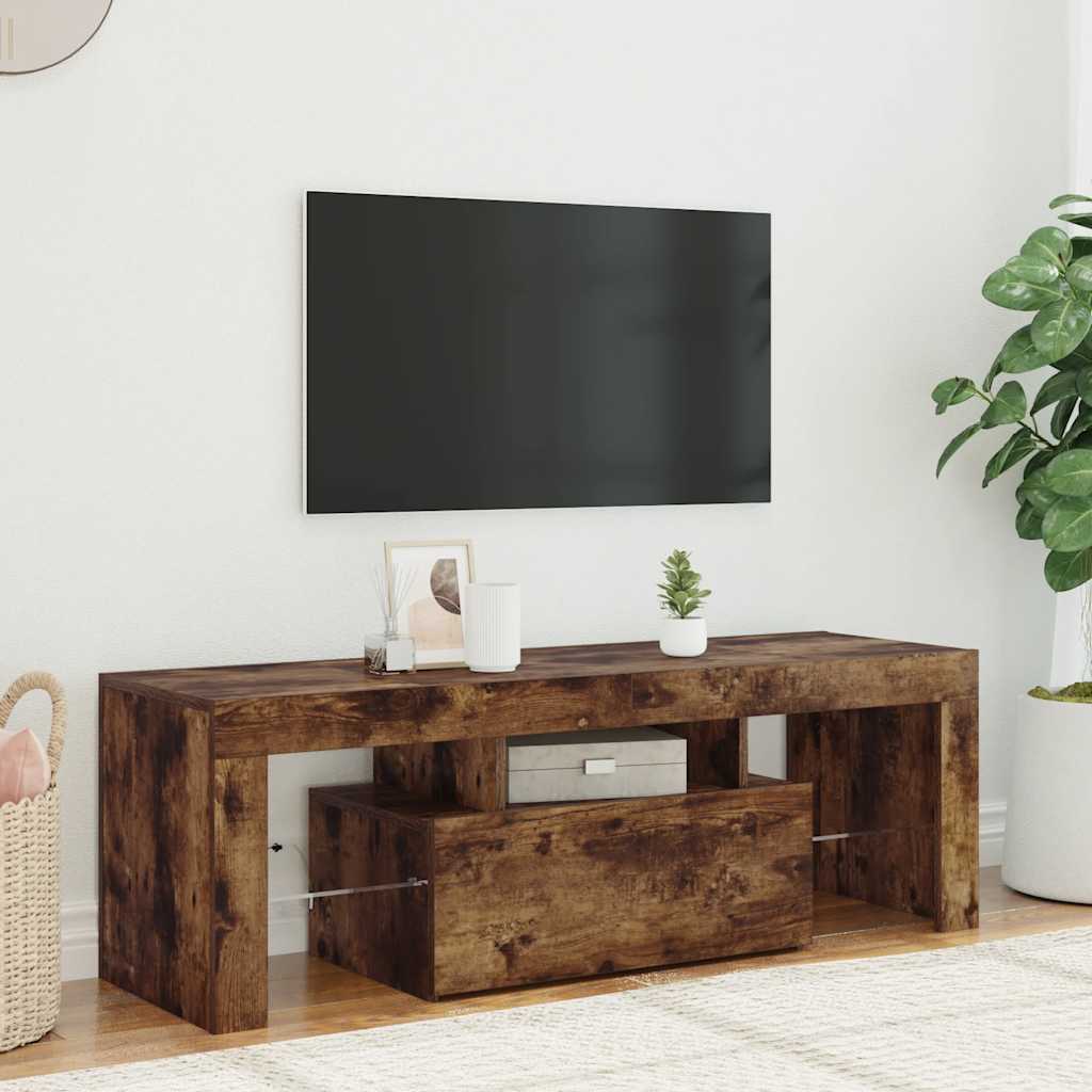 Tv-meubel met LED-verlichting 120x35x40 cm gerookt eikenkleurig