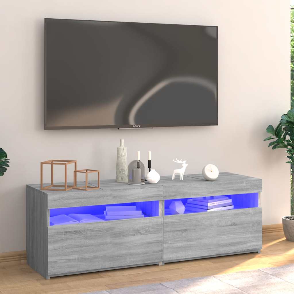 Tv-meubel met LED-verlichting 120x35x40 cm grijs sonoma eiken