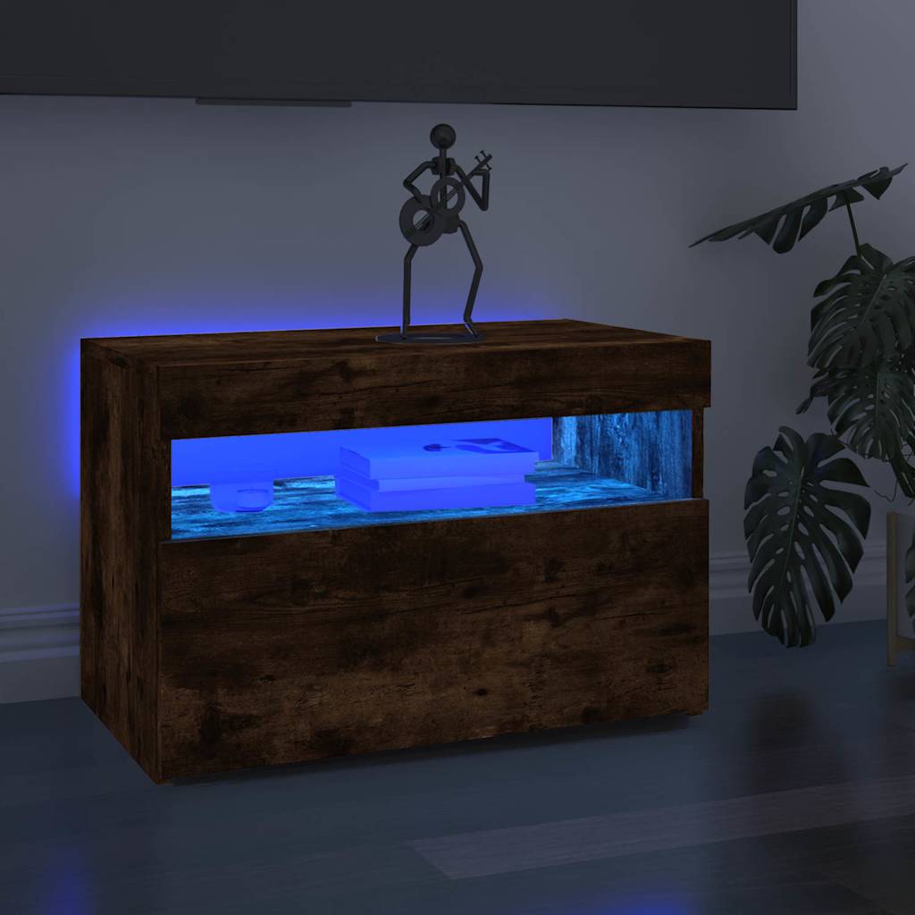 Tv-meubel met LED-verlichting 60x35x40 cm gerookt eikenkleurig