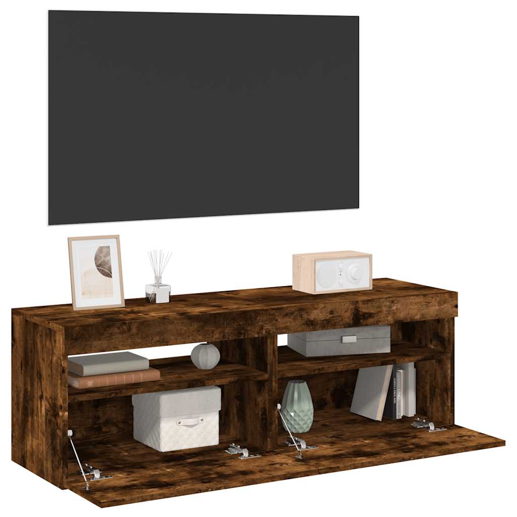 Tv-meubels 2 st met LED-verlichting 60x35x40 cm gerookt eiken – afbeelding 1