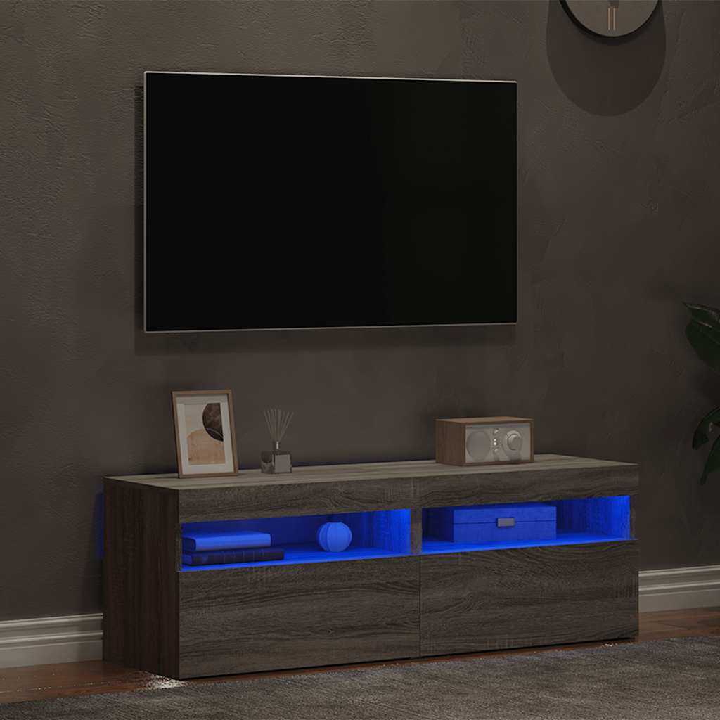 Tv-meubels 2 st met LED-verlichting 60x35x40 cm grijs sonoma