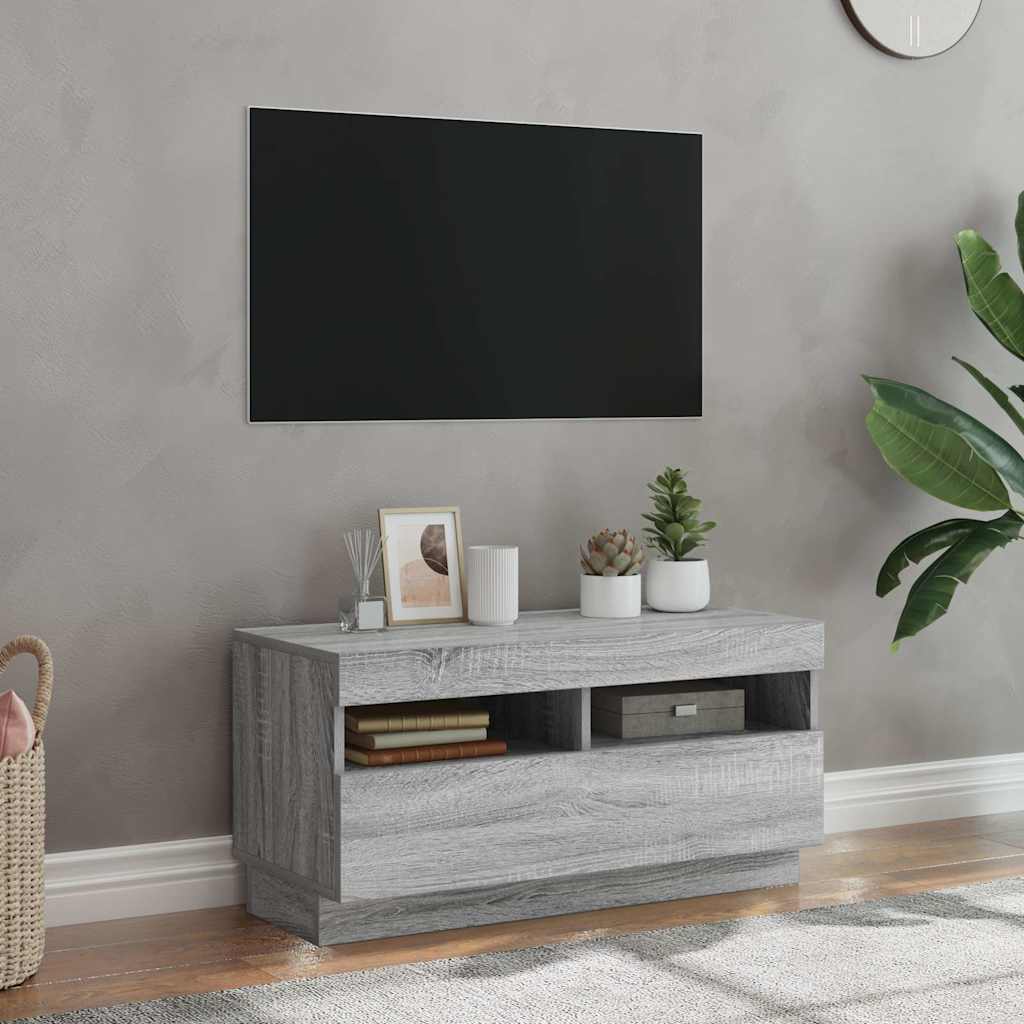 Tv-meubel met LED-verlichting 80x35x40 cm grijs sonoma eiken
