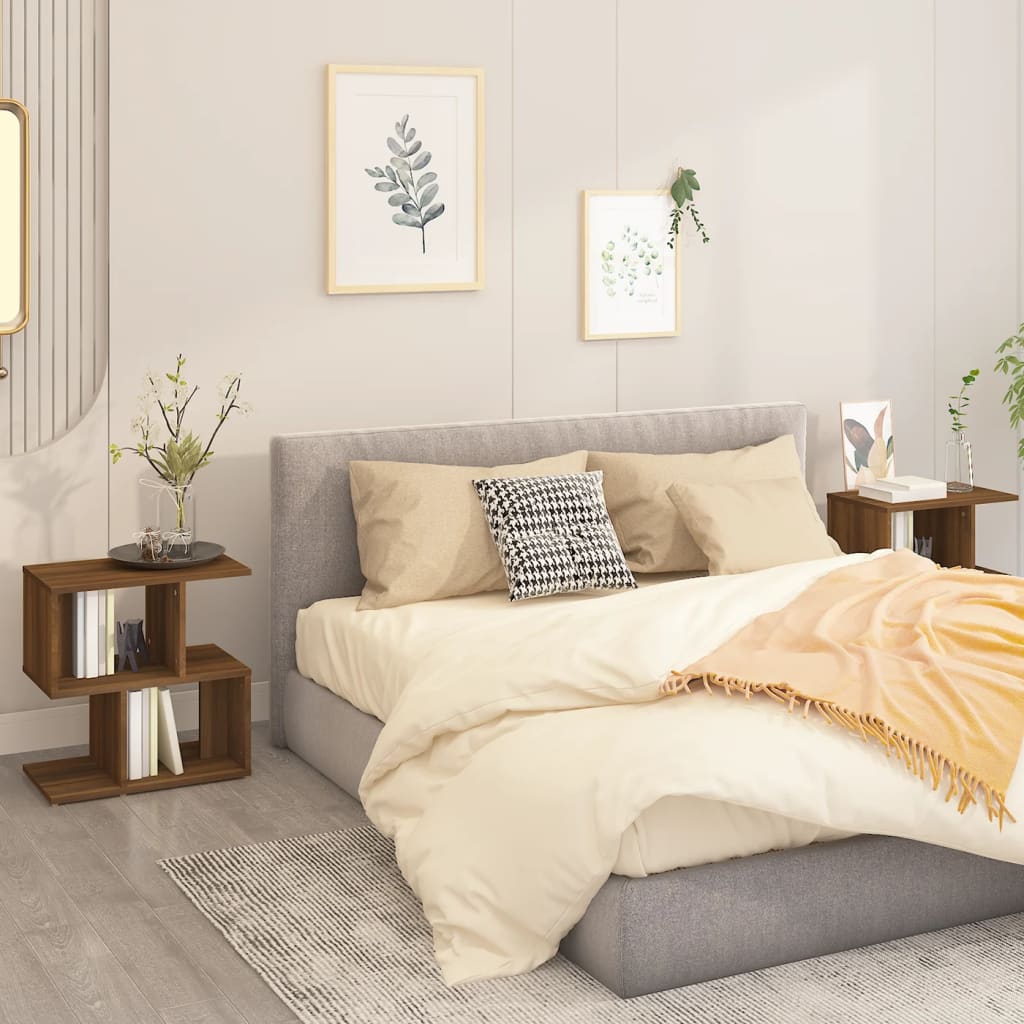 Nachtkastjes 2 st 50x30x51,5 cm bewerkt hout bruin eikenkleur