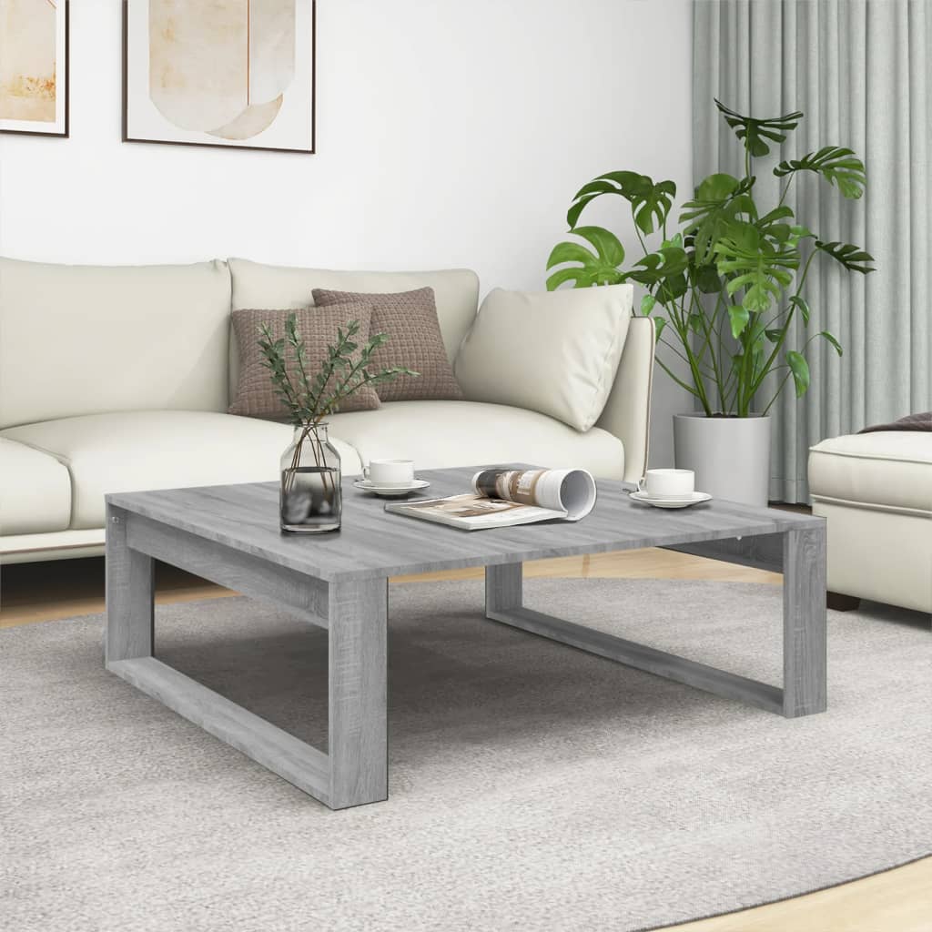 Salontafel 100x100x35 cm bewerkt hout grijs sonoma eikenkleurig – afbeelding 1