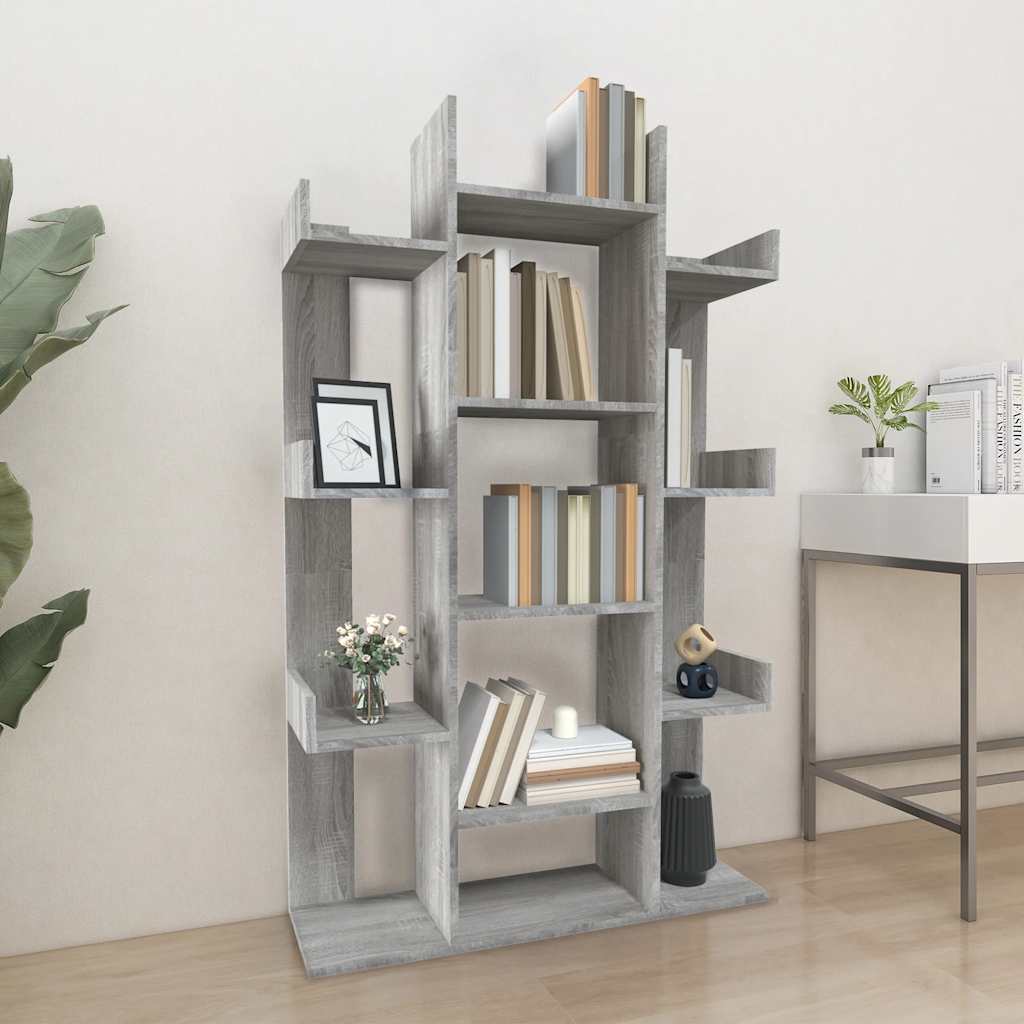 Boekenkast 86x25,5x140 cm bewerkt hout grijs sonoma eiken
