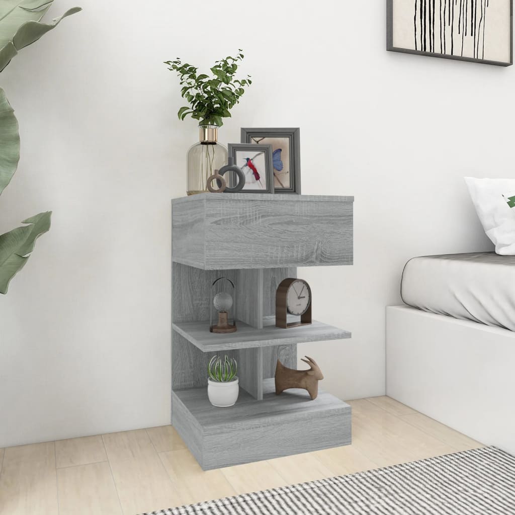 Nachtkastjes 2 st 40x35x65 cm bewerkt hout grijs sonoma eiken