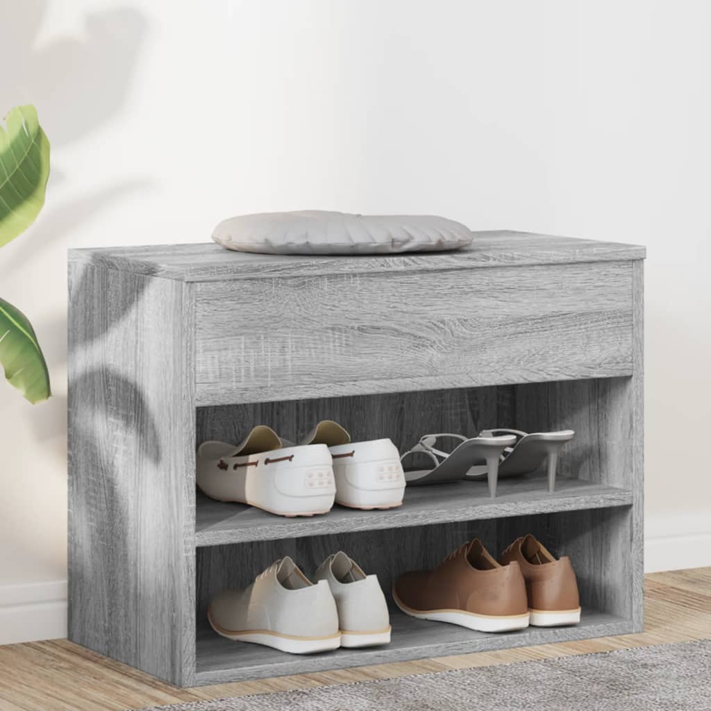Schoenenbank 60x30x45 cm bewerkt hout grijs sonoma eikenkleurig – afbeelding 1