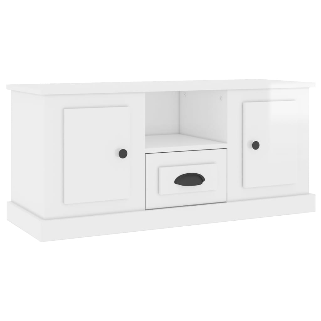 Tv-meubel 100x35,5x45 cm bewerkt hout hoogglans wit – afbeelding 2