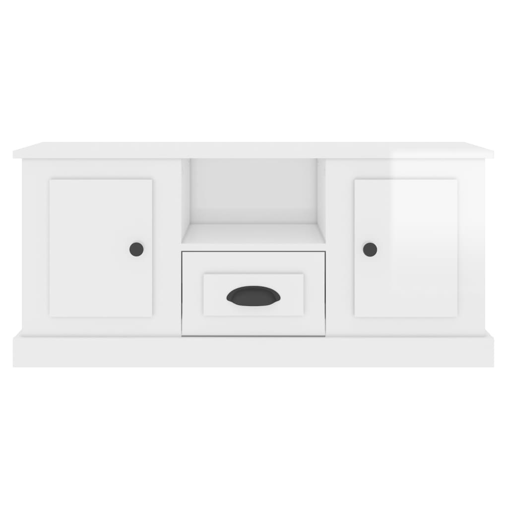 Tv-meubel 100x35,5x45 cm bewerkt hout hoogglans wit – afbeelding 6