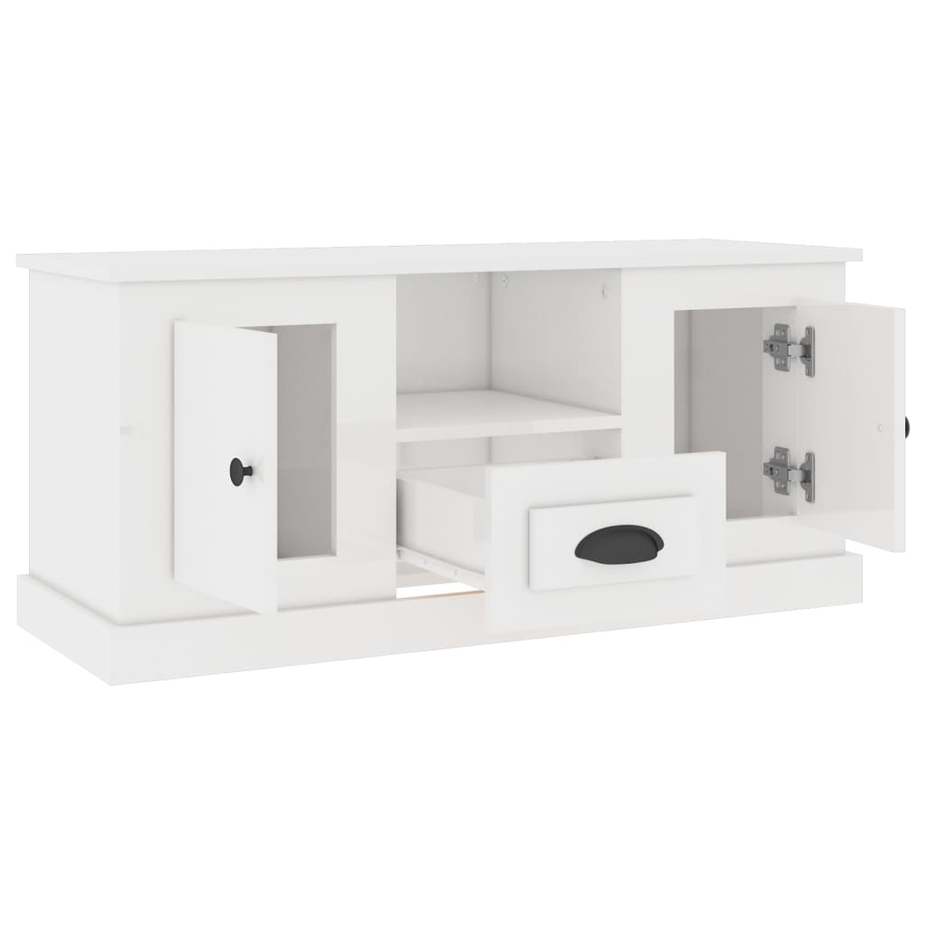 Tv-meubel 100x35,5x45 cm bewerkt hout hoogglans wit – afbeelding 8