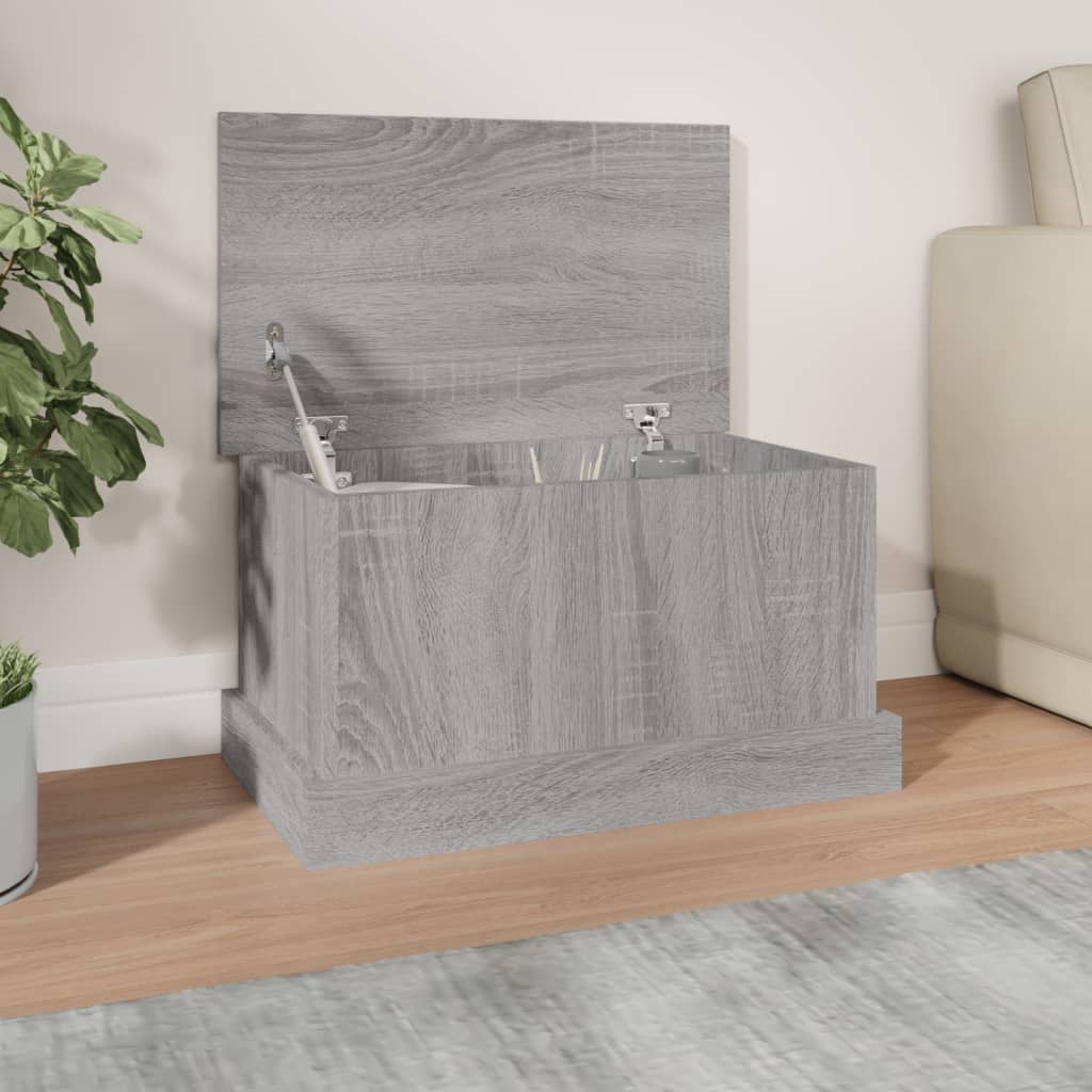 Opbergbox 50x30x28 cm bewerkt hout grijs sonoma eikenkleurig – afbeelding 1
