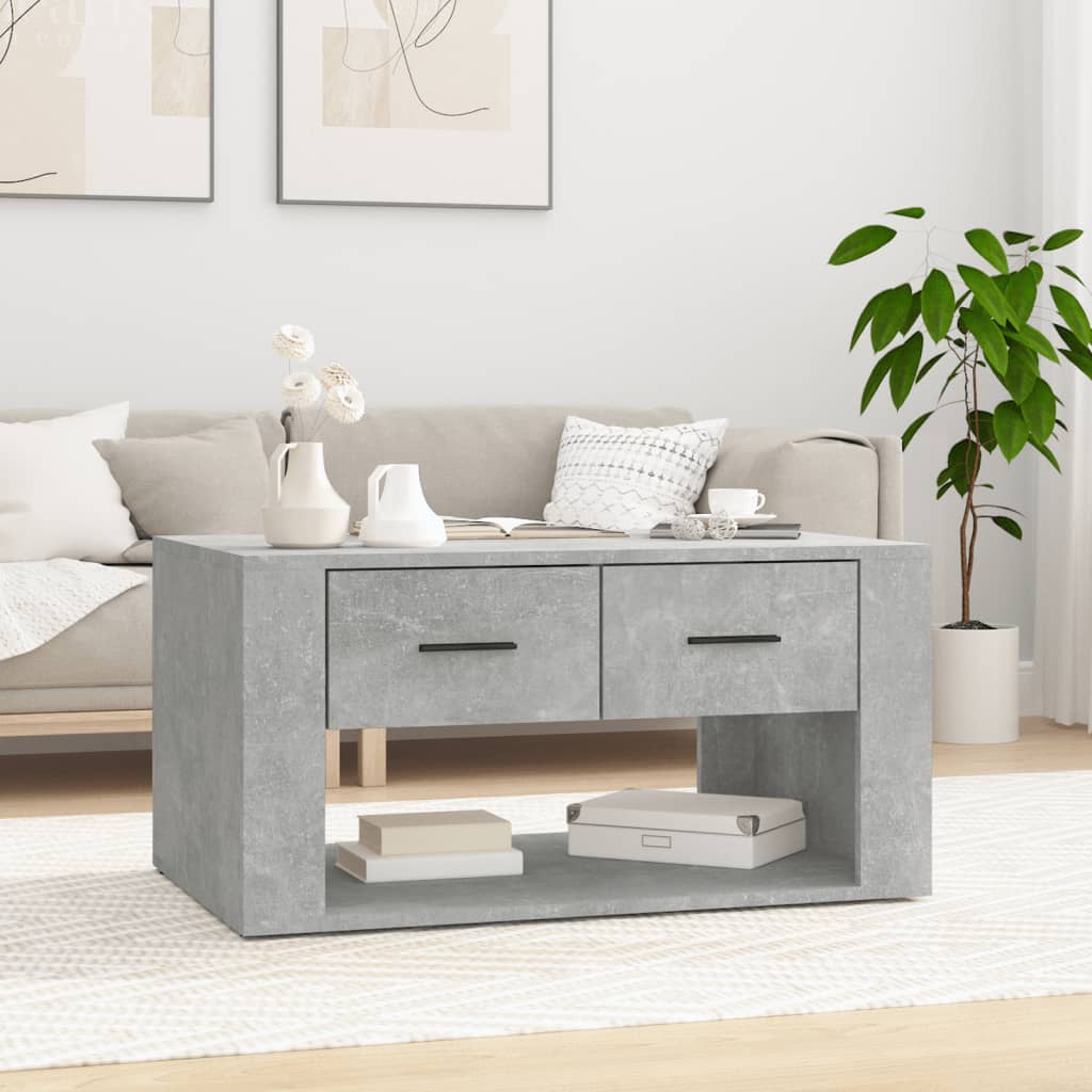 Salontafel 80x50x40 cm bewerkt hout betongrijs – afbeelding 1