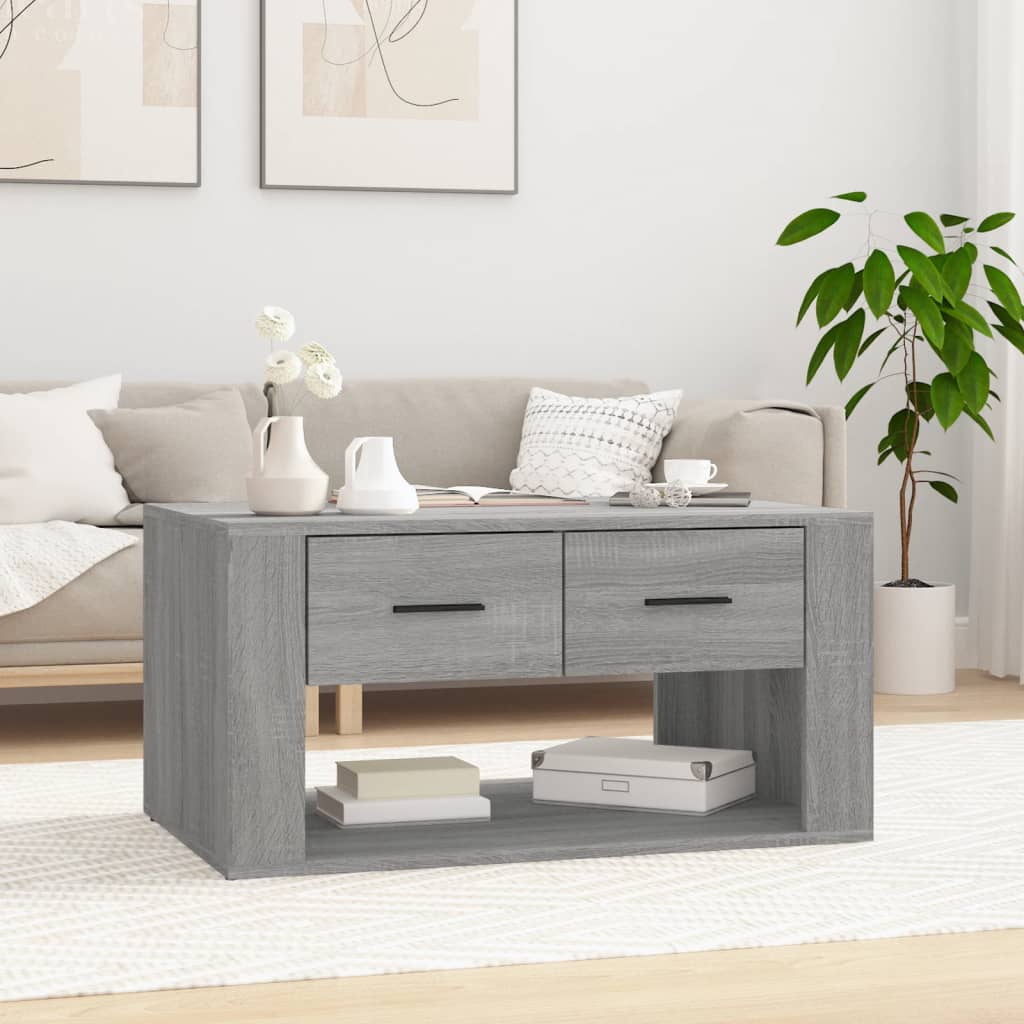 Salontafel 80x50x40 cm bewerkt hout grijs sonoma eiken – afbeelding 1
