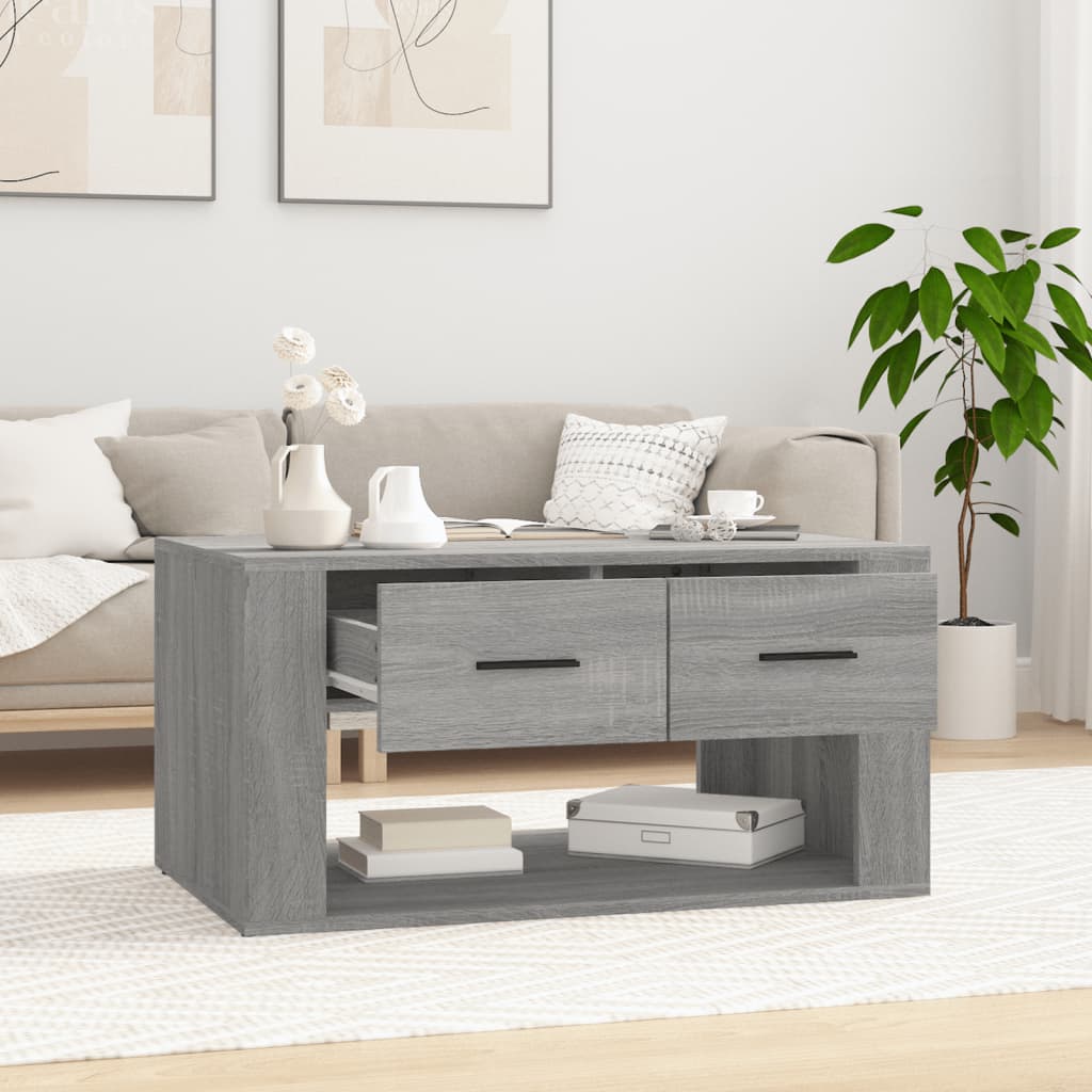 Salontafel 80x50x40 cm bewerkt hout grijs sonoma eiken – afbeelding 3