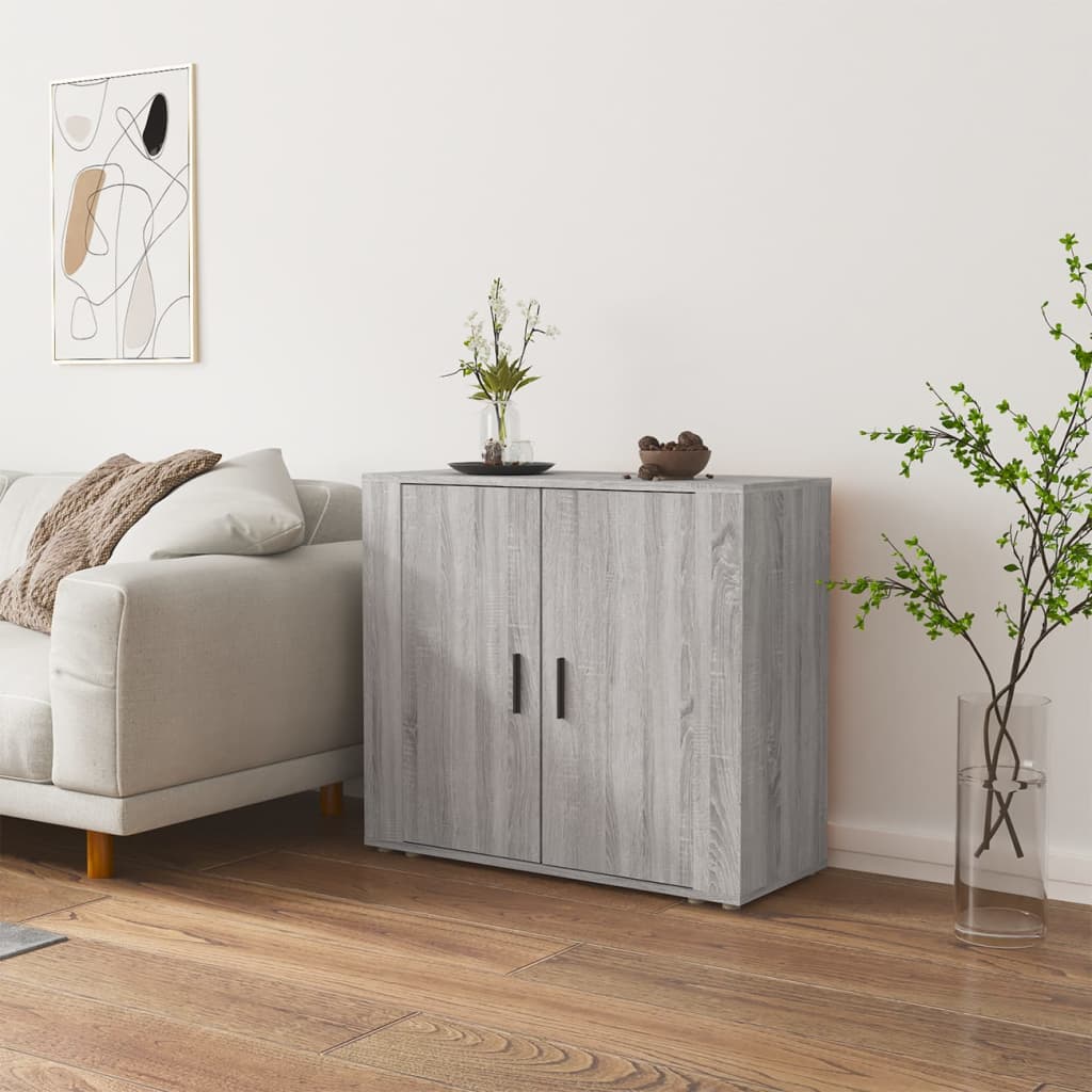 Dressoir 80x33x70 cm bewerkt hout grijs sonoma eikenkleurig – afbeelding 1