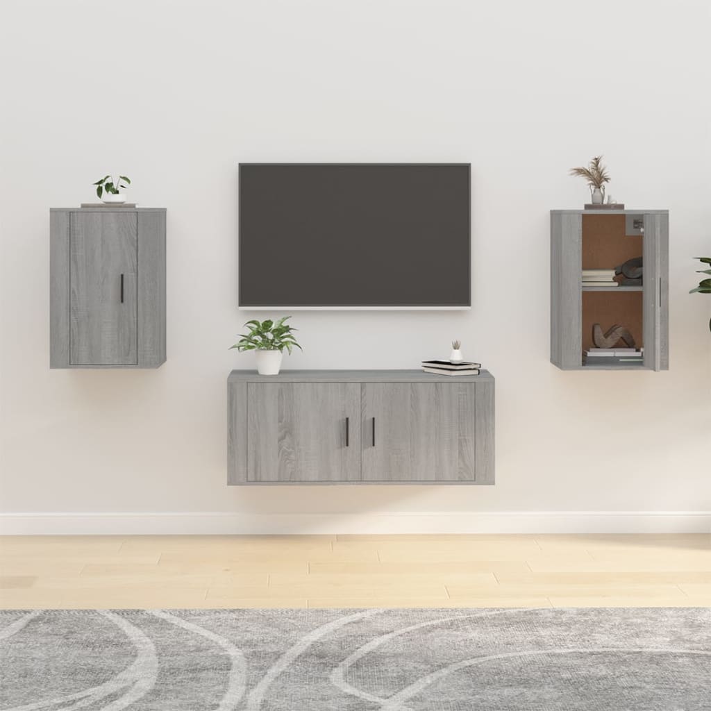 Tv-wandmeubels 2 st 40x34,5x60 cm grijs sonoma eikenkleurig – afbeelding 1