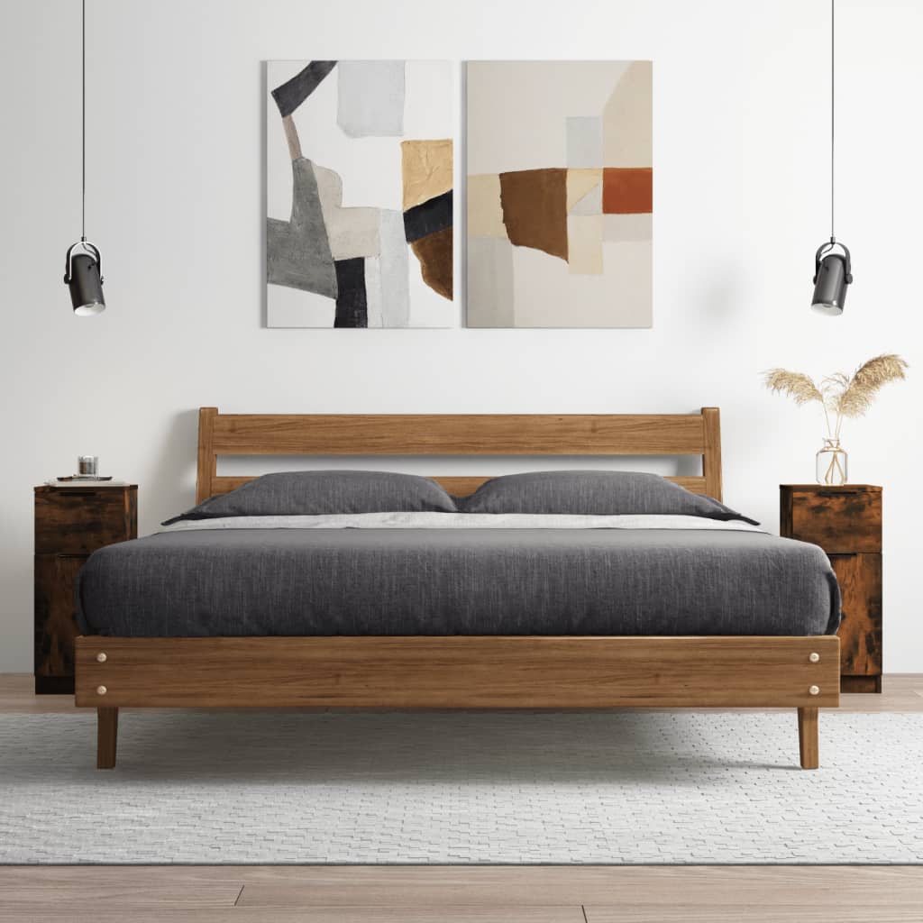 Dressoir 30x30x70 cm bewerkt hout gerookt eikenkleurig