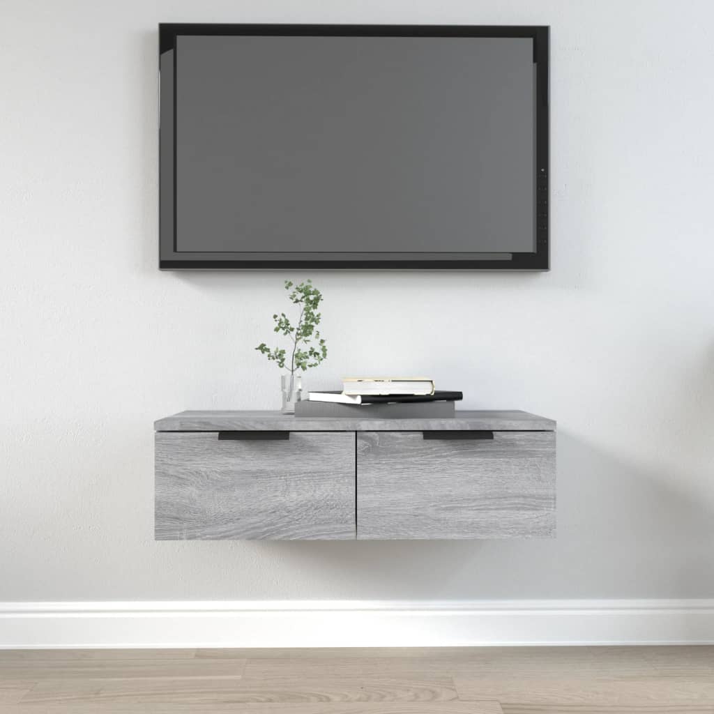 Wandkast 68x30x20 cm bewerkt hout grijs sonoma eikenkleurig – afbeelding 1