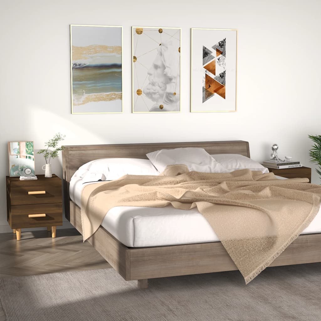 Nachtkastjes 2 st 40x35x47,5 cm bruin eikenkleur – afbeelding 1
