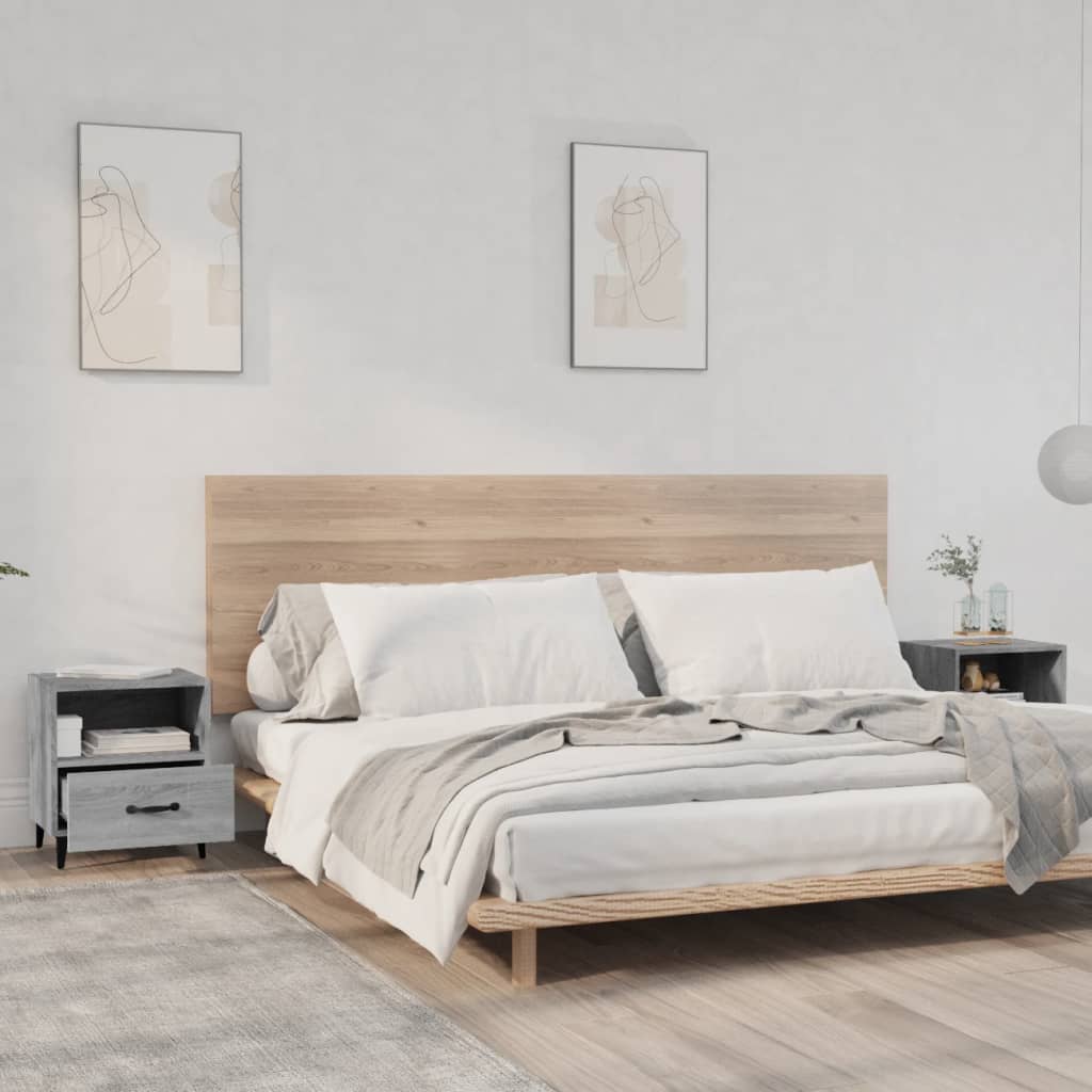 Nachtkastjes 2 st bewerkt hout grijs sonoma eikenkleurig – afbeelding 1