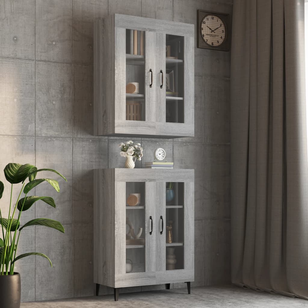 Bovenkast 69,5x34x90 cm grijs sonoma eikenkleurig – afbeelding 1