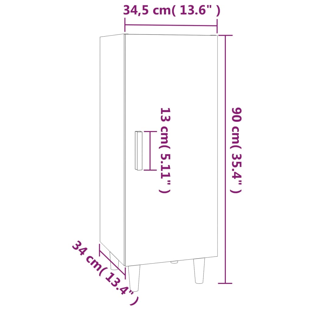 Dressoir 34,5x34x90 cm bewerkt hout bruin eikenkleur – afbeelding 10